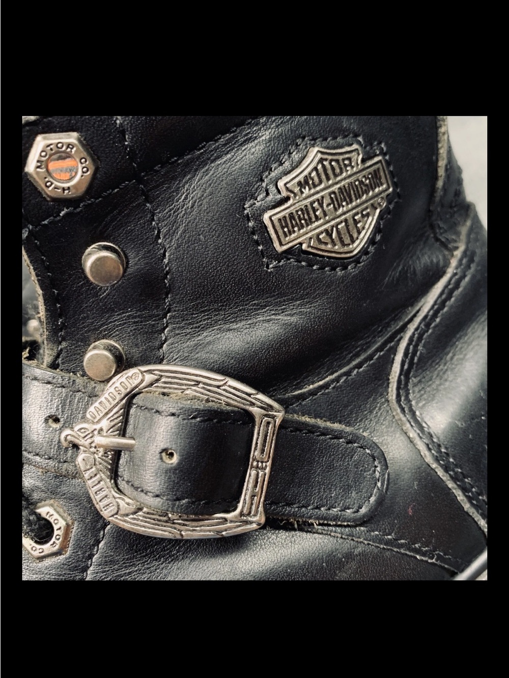 Harley Davidson Black Heavy Duty Motorcycle Buckle Boots 11224 Women Size US 7.5 - Picture 4 of 11